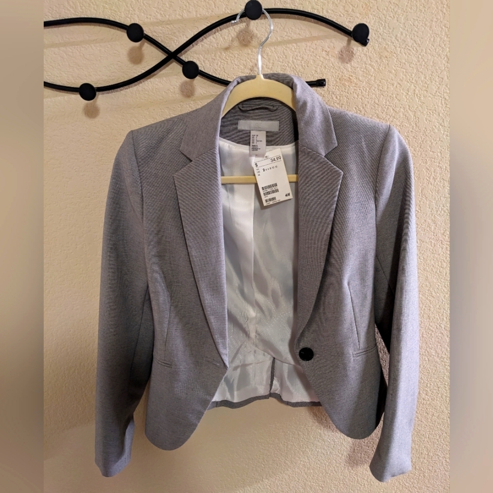 H&M grey blazer, size 2, NWT